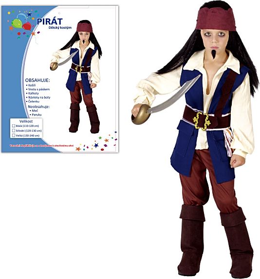 Kostým na karneval - pirát, velký 130-140 cm - obrázek 1