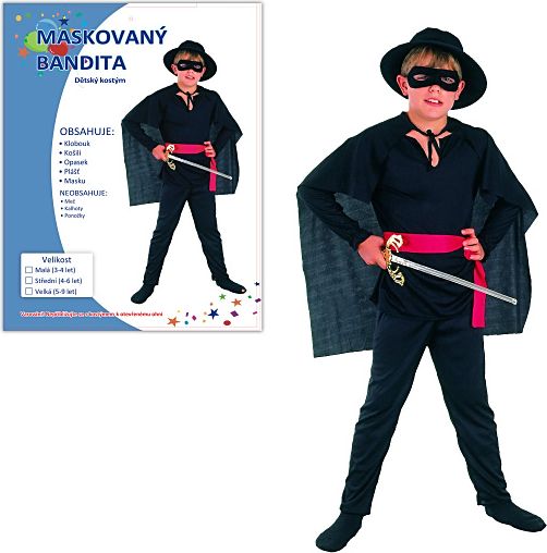 Kostým na karneval - Maskovaný bandita, střední 120-130 cm (55524) - obrázek 1