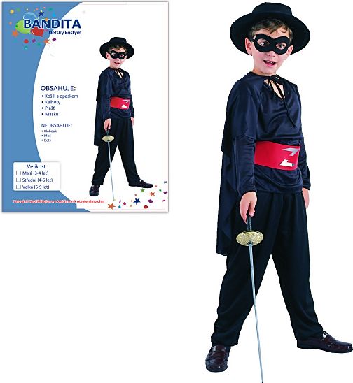 Kostým na karneval - Bandita, střední 120-130 cm (55518) - obrázek 1