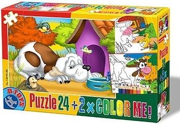 Puzzle Color me! Pejsek 24 dílků + 2x omalovánky - obrázek 1