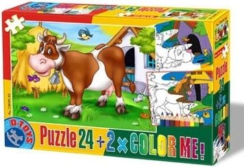 Puzzle Color me! Kravička 24 dílků + 2x omalovánky - obrázek 1