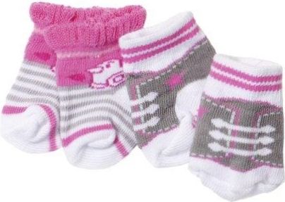 Baby Born Ponožky 2 páry 823576 růžové s kačenkou a šedé s tkaničkami - obrázek 1