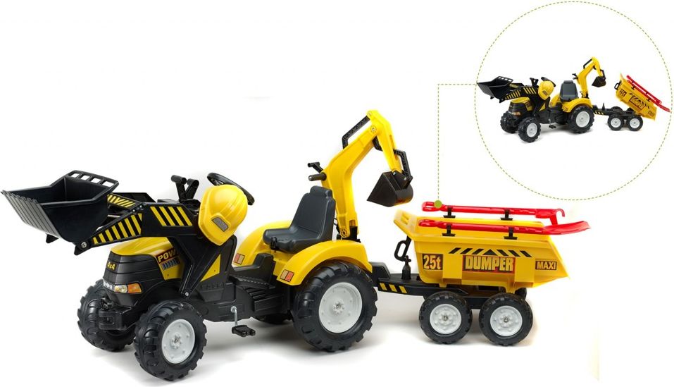 Falk Traktor šlapací žlutý s dvoukolovým valníkem 230×79×60 cm - obrázek 1