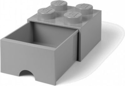 LEGO úložný box 4 s šuplíkem - šedá - obrázek 1