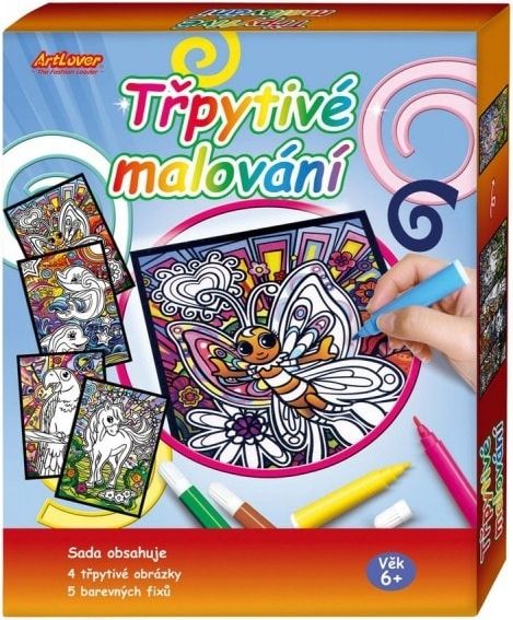 SMT Creatoys Třpytivé malování 4 obrázky + 5 barevných fixů v krabici 19x22x3cm - obrázek 2