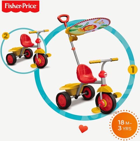 Smart-Trike SMART TRIKE tříkolka Fisher Price 330 Glee Plus 2v1 Červeno-žlutá - obrázek 1