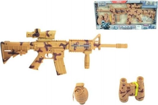 Teddies Set samopal s doplňky plast 57cm se zvukem se světlem na baterie v krabici - obrázek 1
