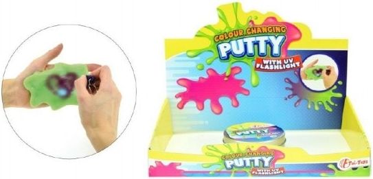 Teddies Hmota/modelína inteligentní měnící barvu s UV světlem 8cm v plechovce - obrázek 1
