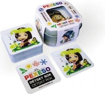Teddies Pexeso dětský rok voděodolné 64 karet v plechové krabičce 6x6x4cm Hmaťák - obrázek 1
