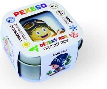Teddies Pexeso dětský rok voděodolné 64 karet v plechové krabičce 6x6x4cm Hmaťák - obrázek 2