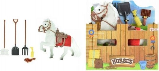 Teddies Kůň s doplňky bílý plast 15cm v krabičce - obrázek 1