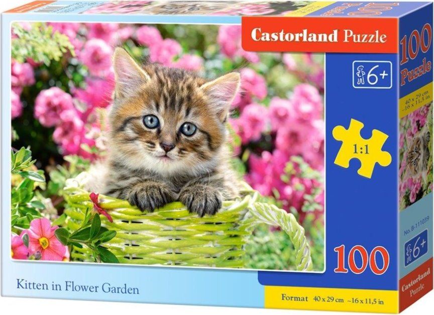 CASTORLAND Puzzle Kotě v květinové zahradě 100 dílků - obrázek 1