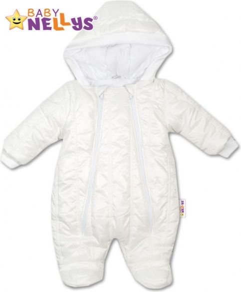 Baby Nellys Kombinézka s kapuci Lux Baby Nellys ®prošívaná - bílá, vel. 68 68 (4-6m) - obrázek 1