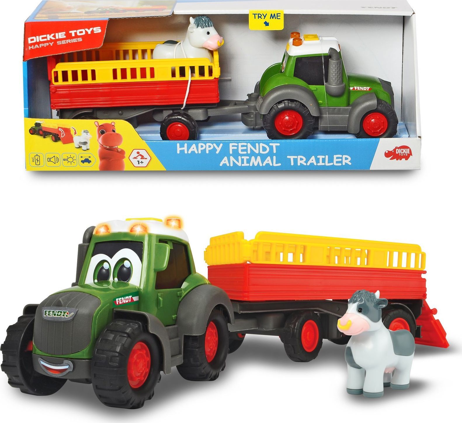 DICKIE Traktor Happy Fendt s přívěsem 30cm - obrázek 1