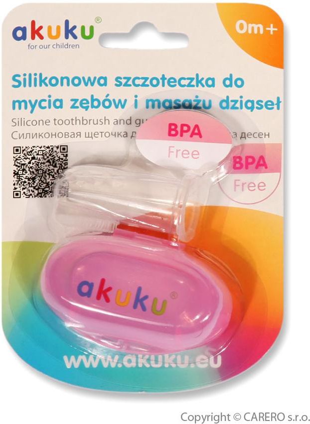 První zubní kartáček s pouzdrem Akuku růžový - obrázek 2