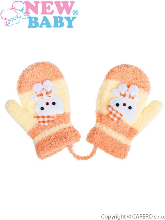Dětské zimní rukavičky New Baby se šňůrkou kočička žluté 80 (9-12m) - obrázek 1