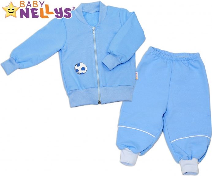 Baby Nellys Bavlněná tepláková souprava Baby Nellys ® - modrá 62 (3-6m) - obrázek 1