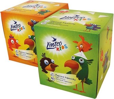 Linteo Baby LINTEO BABY Papírové kapesníky Linteo Kids BOX 80ks, bílé, 2-vrstvé - obrázek 1