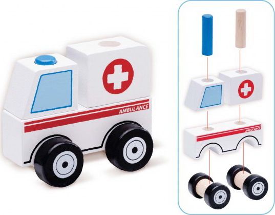 WONDERWORLD Dřevěná Mini stavebnice sanitka - obrázek 3
