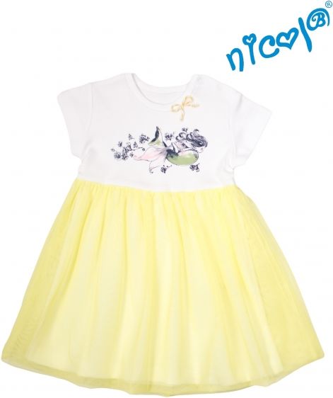 Nicol Dětské šaty Nicol, Mořská víla - žluto/bílé, vel. 128 - obrázek 1