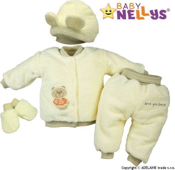 Baby Nellys Chlupáčkový komplet Sweet Bear Baby Nellys ® - krémový - obrázek 1