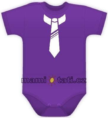 DEJNA Baby Dejna Body kr. rukávek s potiskem kravaty - fialové - obrázek 1
