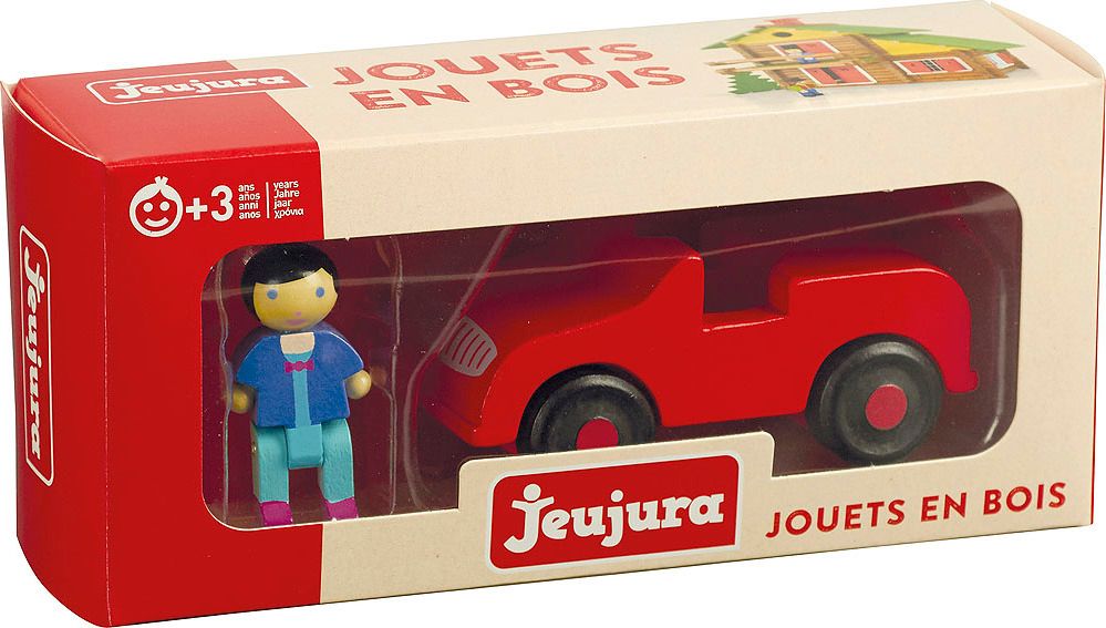 Jeujura Dřevěná auto červené - obrázek 2