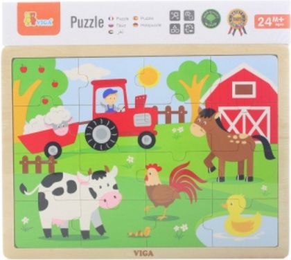 Dřevěné puzzle 16 dílků - farma - obrázek 1