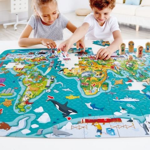Dětské puzzle - Mapa světa 2 v 1 - obrázek 2