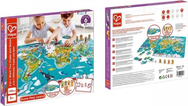 Dětské puzzle - Mapa světa 2 v 1 - obrázek 6