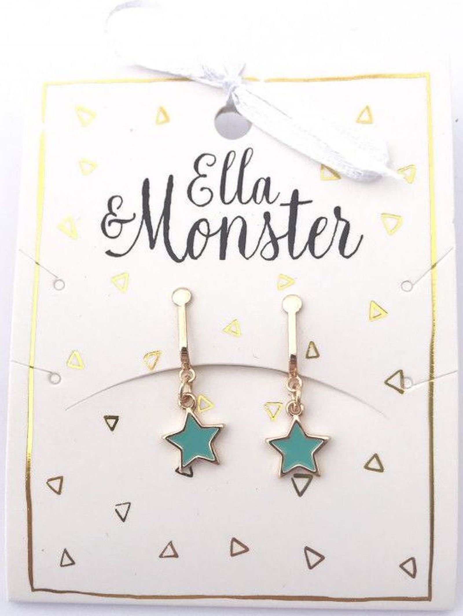 Ella & Monster Green Star Clip On Earrings uni - obrázek 1