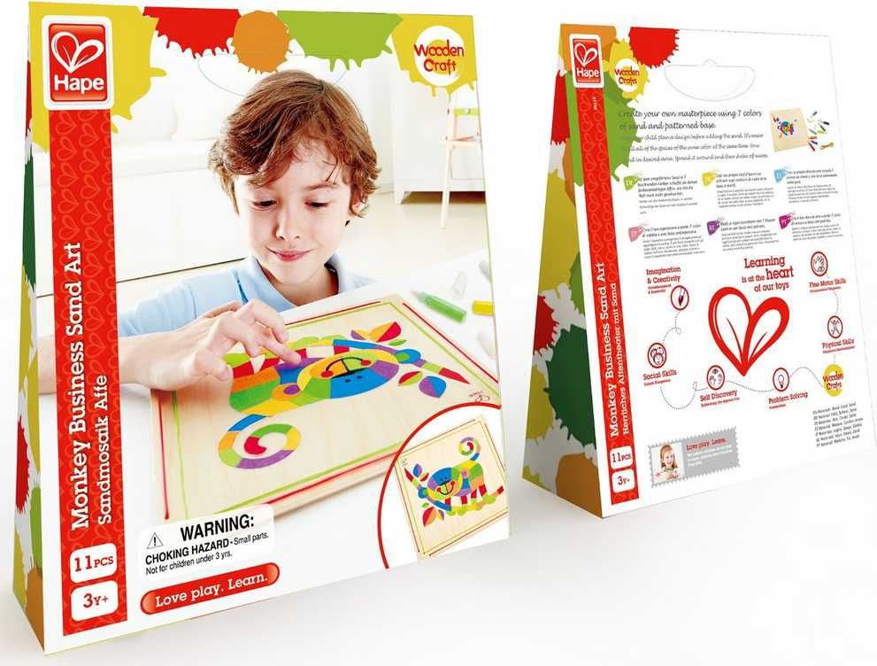 Hape HAPE dřevěné hračky - dřevěná mozaika z písku opice - obrázek 3