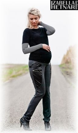 Be MaaMaa Těhotenské kalhoty ZOE - grafit/šedé - obrázek 1