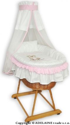 Baby Nellys Koš s výbavou Medvídek a srdíčko růžový - obrázek 1