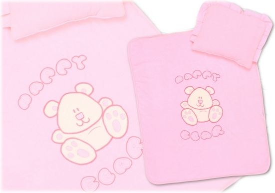 TERJAN Sada do kočárku velur - Happy Bear - růžová - obrázek 1