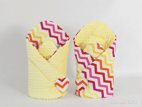 Mamo Tato Oboustranná zavinovačka Minky Baby - Zigzag žluto-červený/ žlutá - obrázek 1