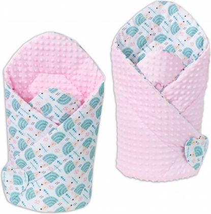 Mamo Tato Oboustranná zavinovačka Minky Baby - Ježek tyrkys/ růžová - obrázek 1
