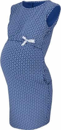 Kojící,těhotenské šaty ve sportovním stylu zdobené jemnou mašličkou - jeans, vel. XXL - obrázek 1