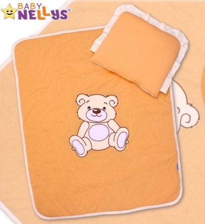 Baby Nellys 2-dílná sada do kočárku jersey Medvídek Teddy bear - broskvová - obrázek 1