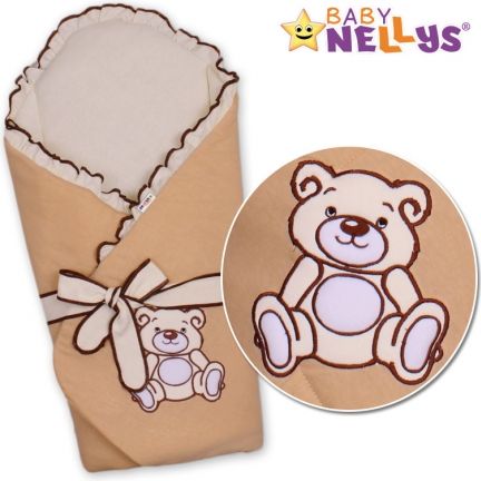 Baby Nellys Zavinovačka s výztuží Teddy Bear - jersey - hnědá - obrázek 1