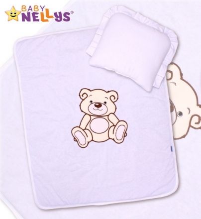 Baby Nellys 2-dílná sada do kočárku jersey Medvídek Teddy Bear - bílá - obrázek 1