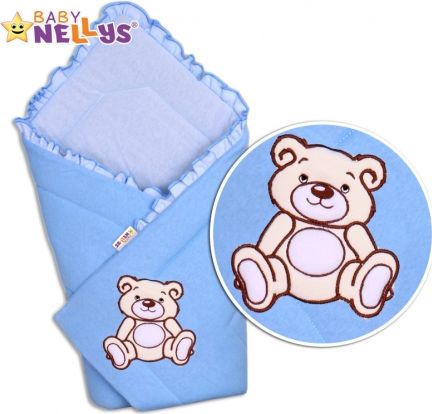 Baby Nellys Zavinovačka Medvídek -Teddy Bear - jersey - modrá - obrázek 1