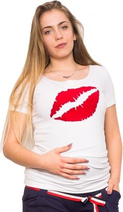 Be MaaMaa Těhotenské triko/halenka Ústa - bílá, vel. M - obrázek 1
