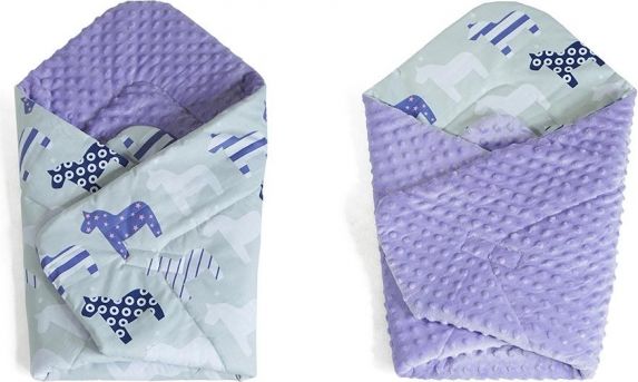 Baby Nellys Oboustranná zavinovačka Minky - Koníček, Minky - lila - obrázek 1