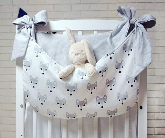 Baby Nellys Kapsář nejen na hračky, Lištičky - barva - Šedá - obrázek 1