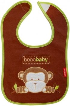 BOBO BABY Třívrstvý bavlněný bryndáček Opička - hnědý - obrázek 1