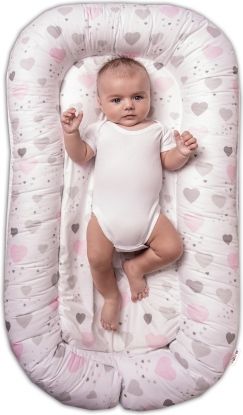 Baby Nellys Maxi oboustranné hnízdečko pro miminko Srdíčka a hvězdičky - růžový - obrázek 1
