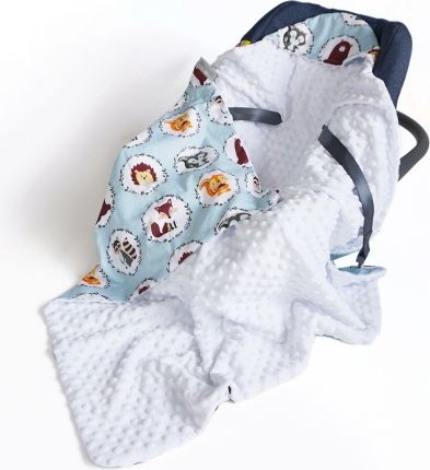 Baby Nellys Luxusní bavlněná dečka 3v1 s minky, 90 x 90 cm, lesní zvířátka, Minky - bílá - obrázek 1