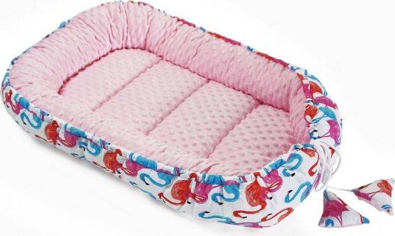 Baby Nellys Oboustranné hnízdečko, kokon minky 60x90cm- Plameňák - obrázek 1