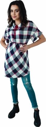 Be MaaMaa Košilová těhotenská tunika kr. rukáv - granát, vel. XXXL - obrázek 1